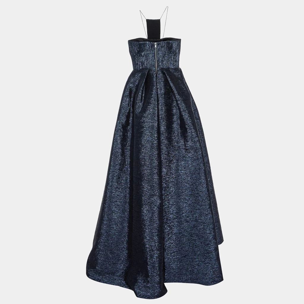 Alex Perry Alex Perry Metallic Blue Lurex Crepe Sleeveless Gown M 2