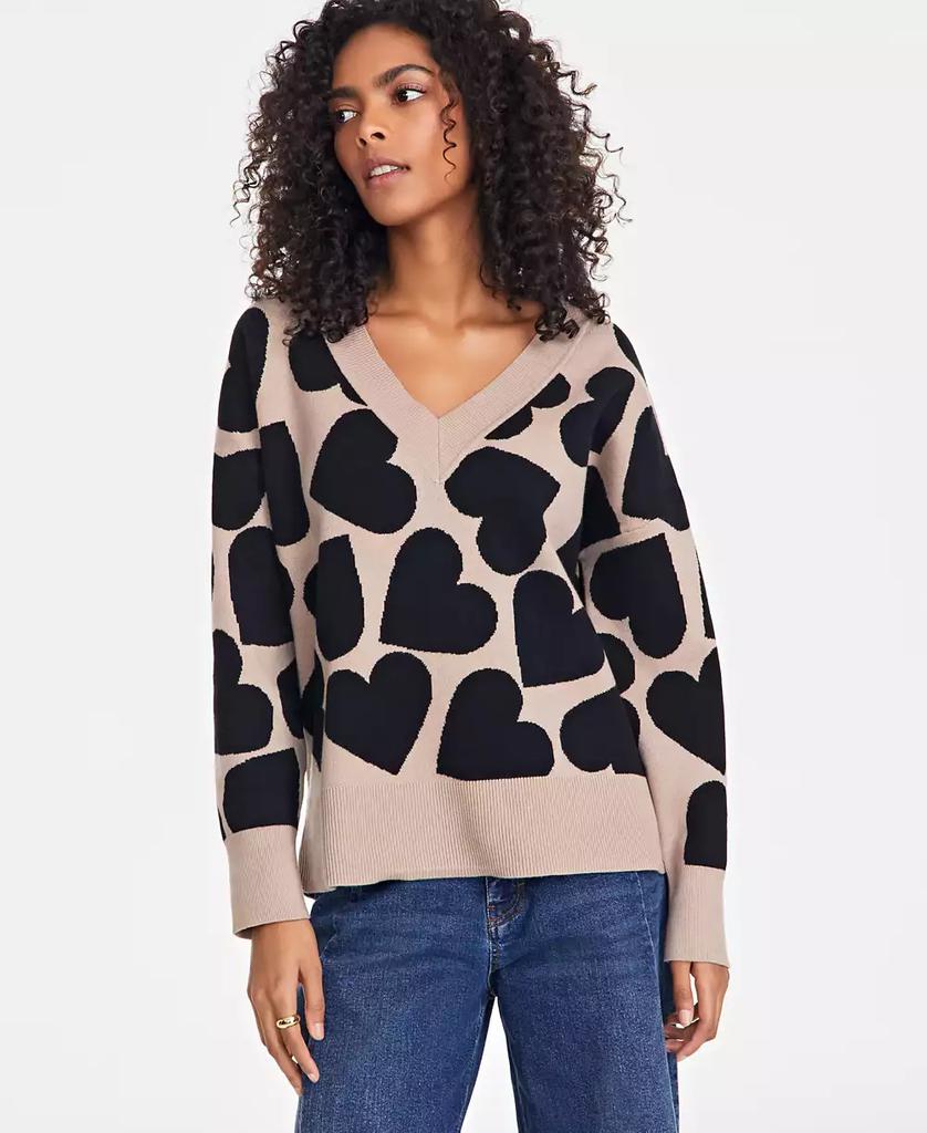 On 34th Women's Jacquard Heart Pullover Sweater