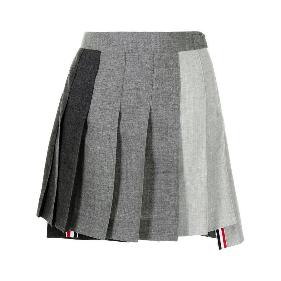 Thom Browne Funmix Wool Fresco Pleated Mini Skirt