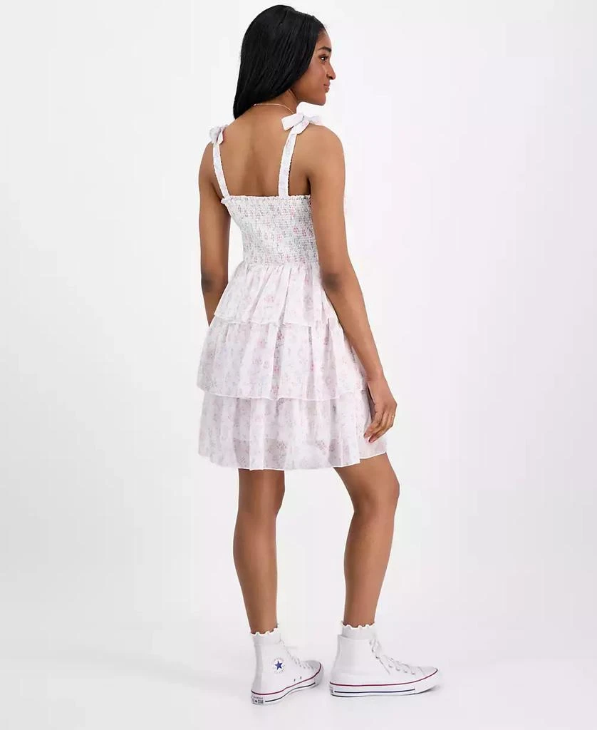 Celebrity Pink Juniors' Floral-Print Smocked Tiered Chiffon Mini Dress 5