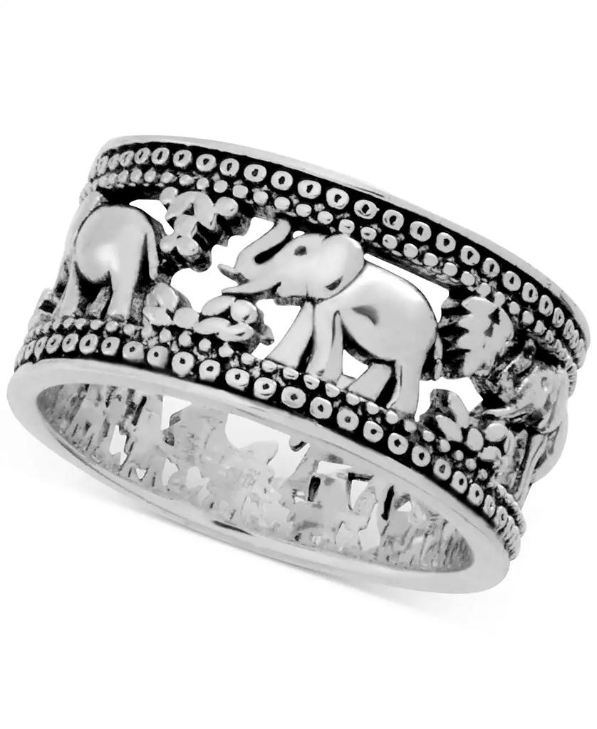 Essentials And Now This Elephant Band Ring in Silver-Plate