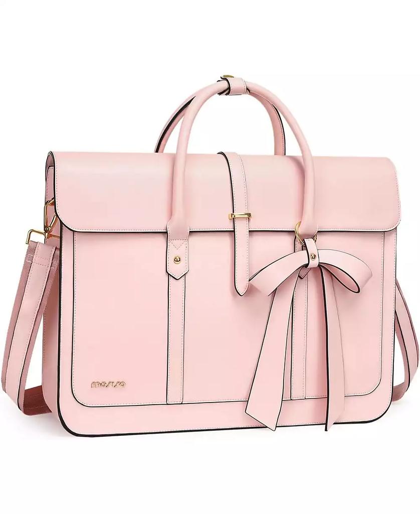 Acer 15-15.6 inch pu Leather Laptop Shoulder Bags Convertible Backpack, 16 inch Messenger Bags Work Briefcase Travel Computer Bag with Bowknot, Pink