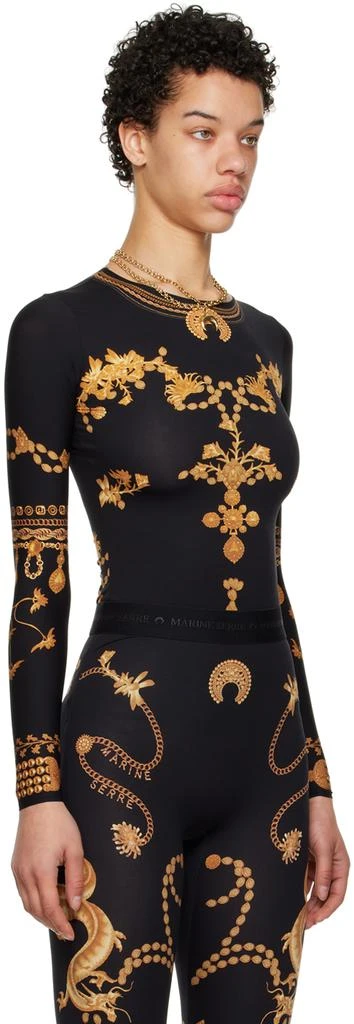 MARINE SERRE Black Ornament Moon Long Sleeve T-Shirt 2