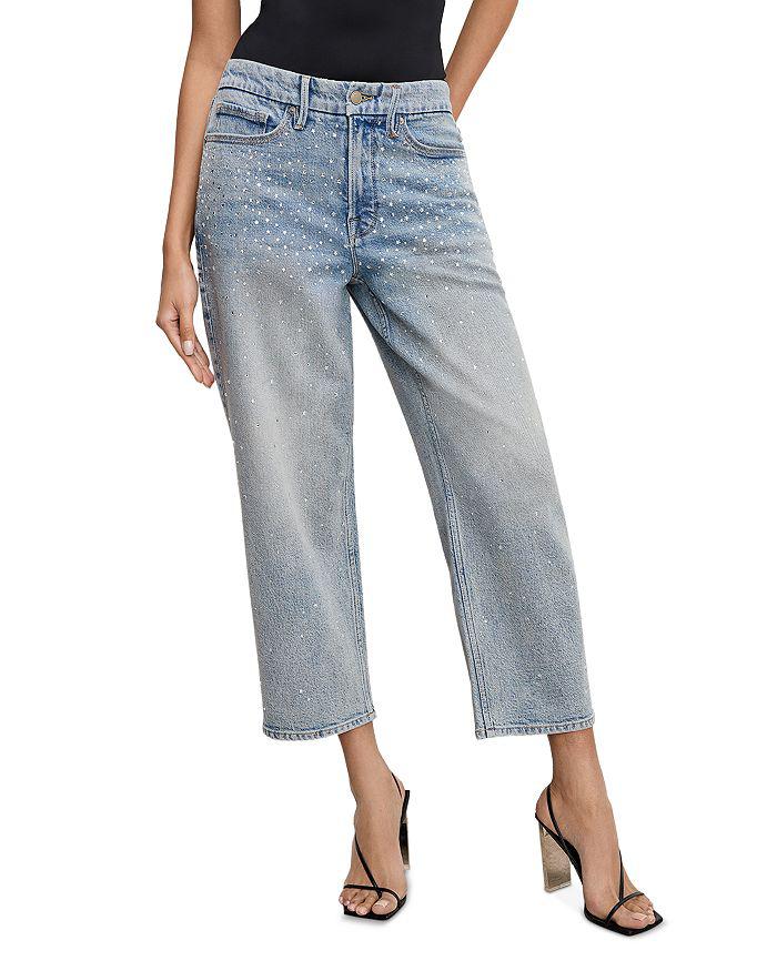 Good American Crystal Stars Good 90s Ankle Jeans in Indigo908
