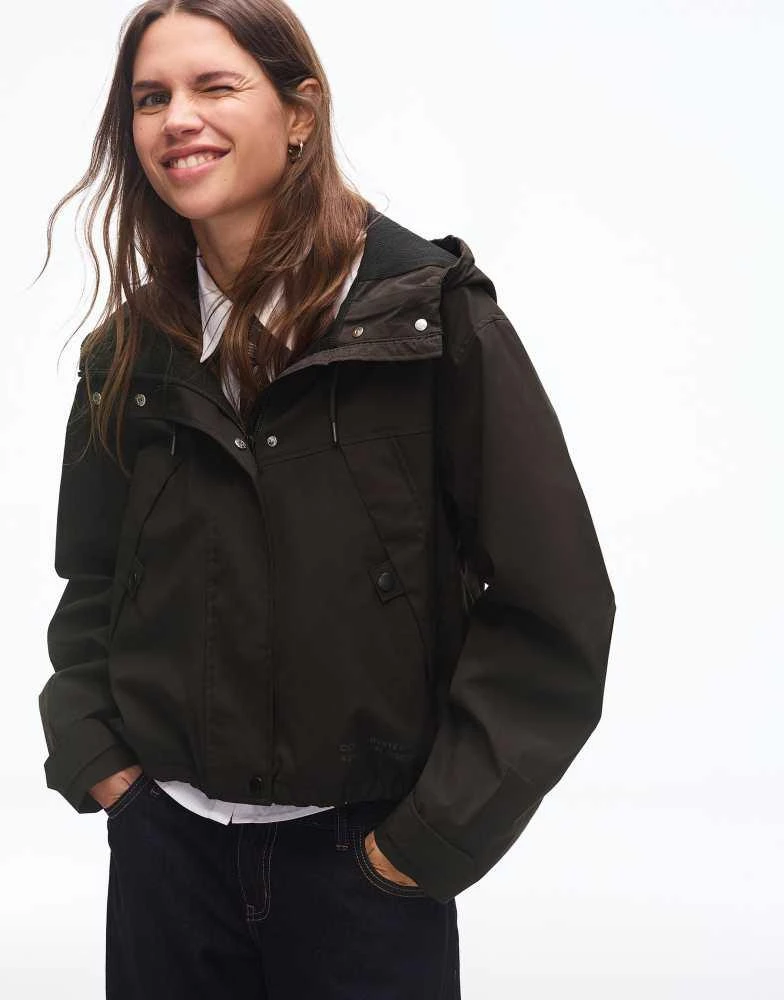 Bershka Bershka Technical jacket with water-resistant 
winter-resistant hood in black