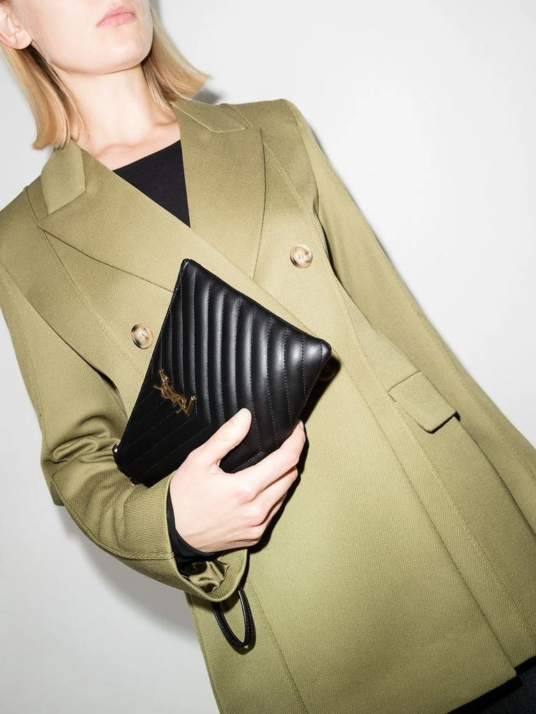 Yves Saint Laurent BLACK PADDED ZIP POUCH 2