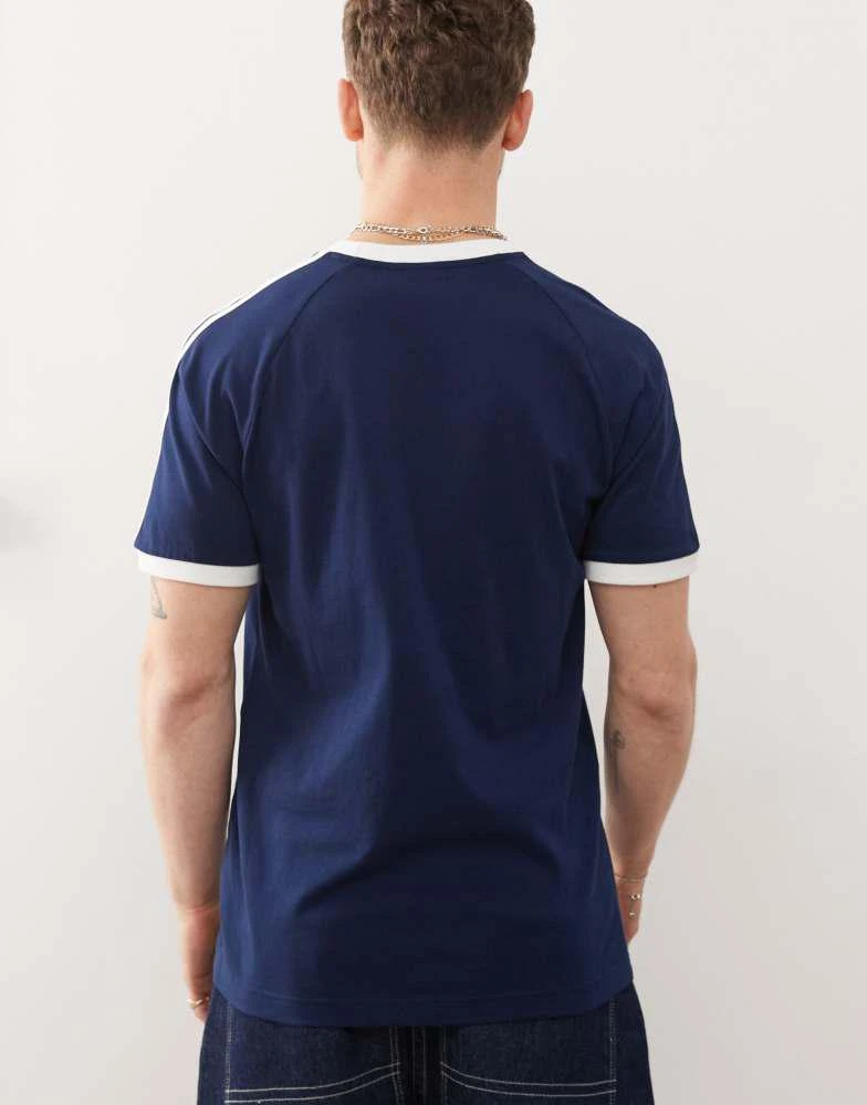 Adidas adidas Originals three stripe t-shirt in navy 4