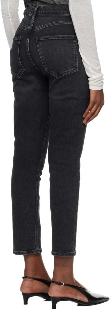 AGOLDE Black Riley High Rise Straight Crop Jeans 3