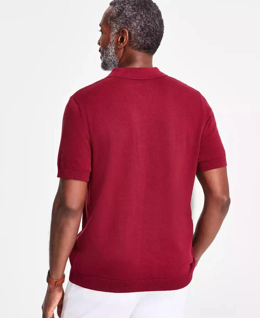 Club Room Men's Cotton Lightweight Contrast-Knit Sweater Polo, Exclusively at Macy's 3