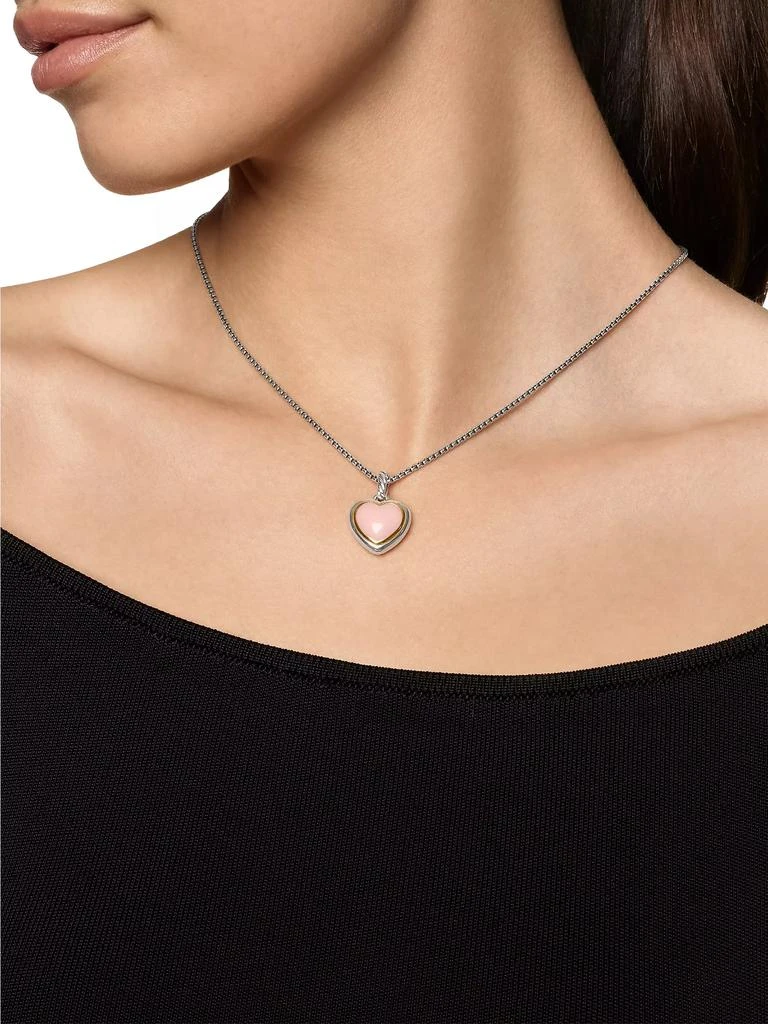 David Yurman Heart Amulet in Sterling Silver and 18K Yellow Gold with Pink Opal, 17MM 6