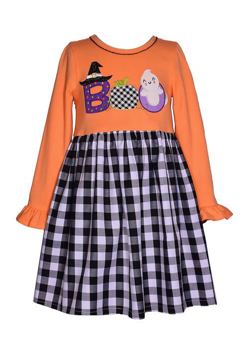 Bonnie Jean Jean Toddler Girls Boo Applique Halloween Gingham Dress