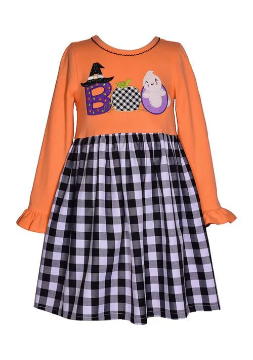 Bonnie Jean Jean Toddler Girls Boo Applique Halloween Gingham Dress 1