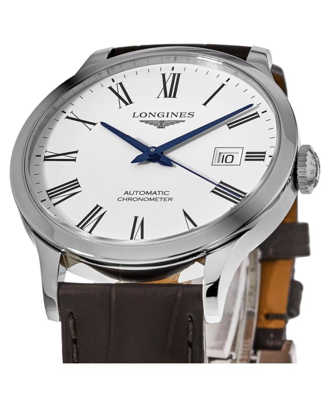 Longines Longines Record White Dial Brown Leather Strap Men's Watch L2.821.4.11.2
