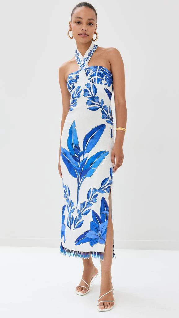 Farm Rio Blue Yard Off-White Sleeveless Maxi Dress 1
