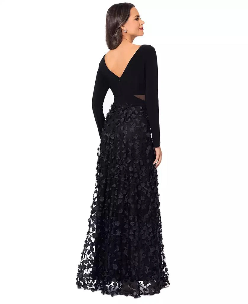 XSCAPE Mesh-Cutout Flower Gown 2