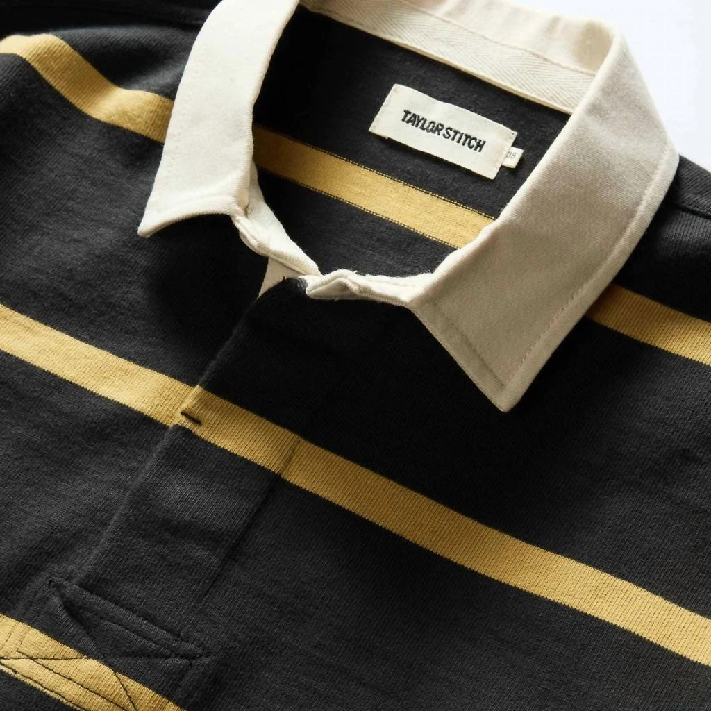 Taylor Stitch Rugby Long Sleeve Shirt In Faded Black Stripe 4