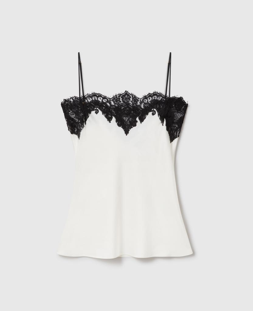 Stella McCartney Stella McCartney - Sleeveless Lace Satin Top, Woman, Cream, Size: 38