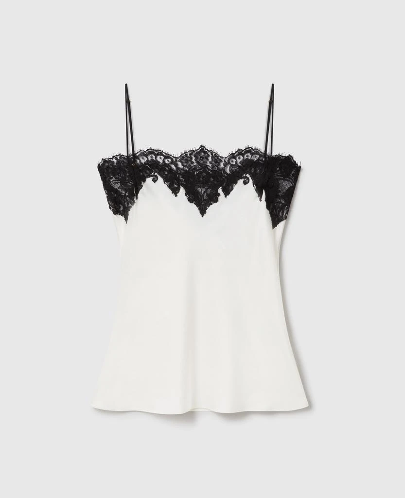 Stella McCartney Stella McCartney - Sleeveless Lace Satin Top, Woman, Cream, Size: 38 1