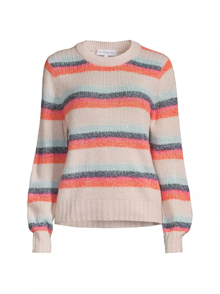 White + Warren Stripe Cashmere Pullover Sweater