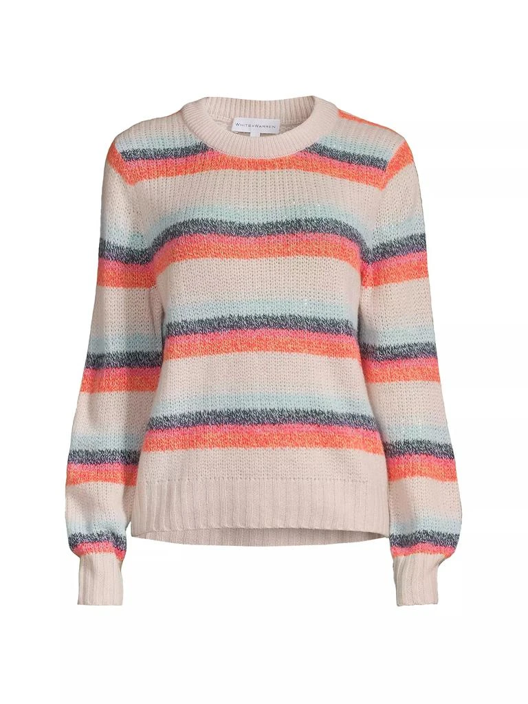 White + Warren Stripe Cashmere Pullover Sweater 1