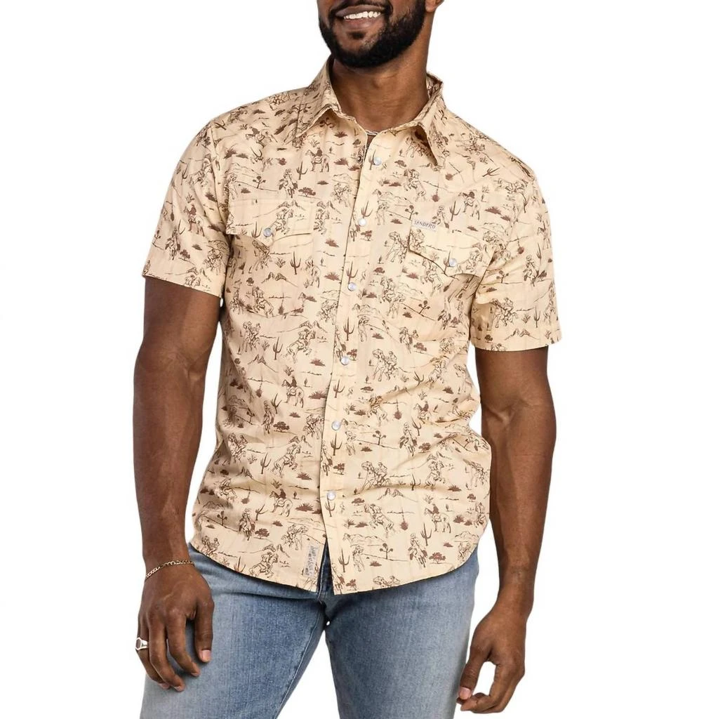 Sendero Provisions Co. Amarillo Serape Pearl Snap Short Sleeve Polo In Desert Rodeo 1