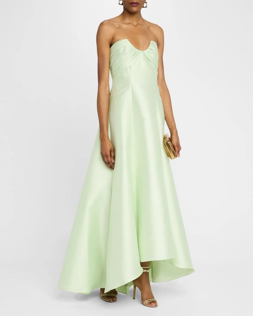 Badgley Mischka Strapless High-Low Pique Gown 4