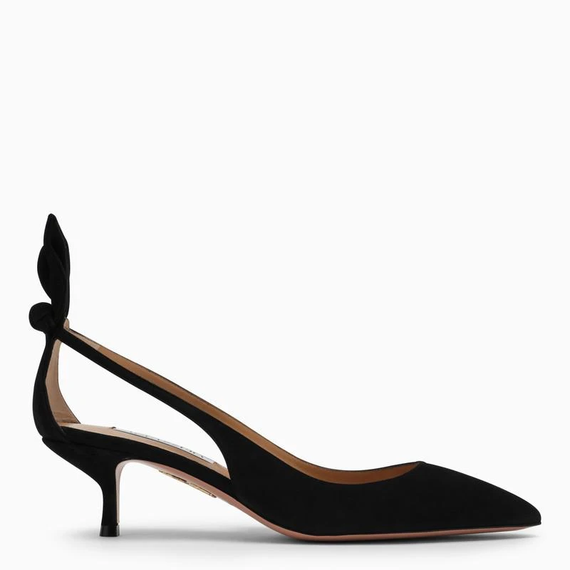 Aquazzura  BLACK BOW TIE SUEDE PUMP 1