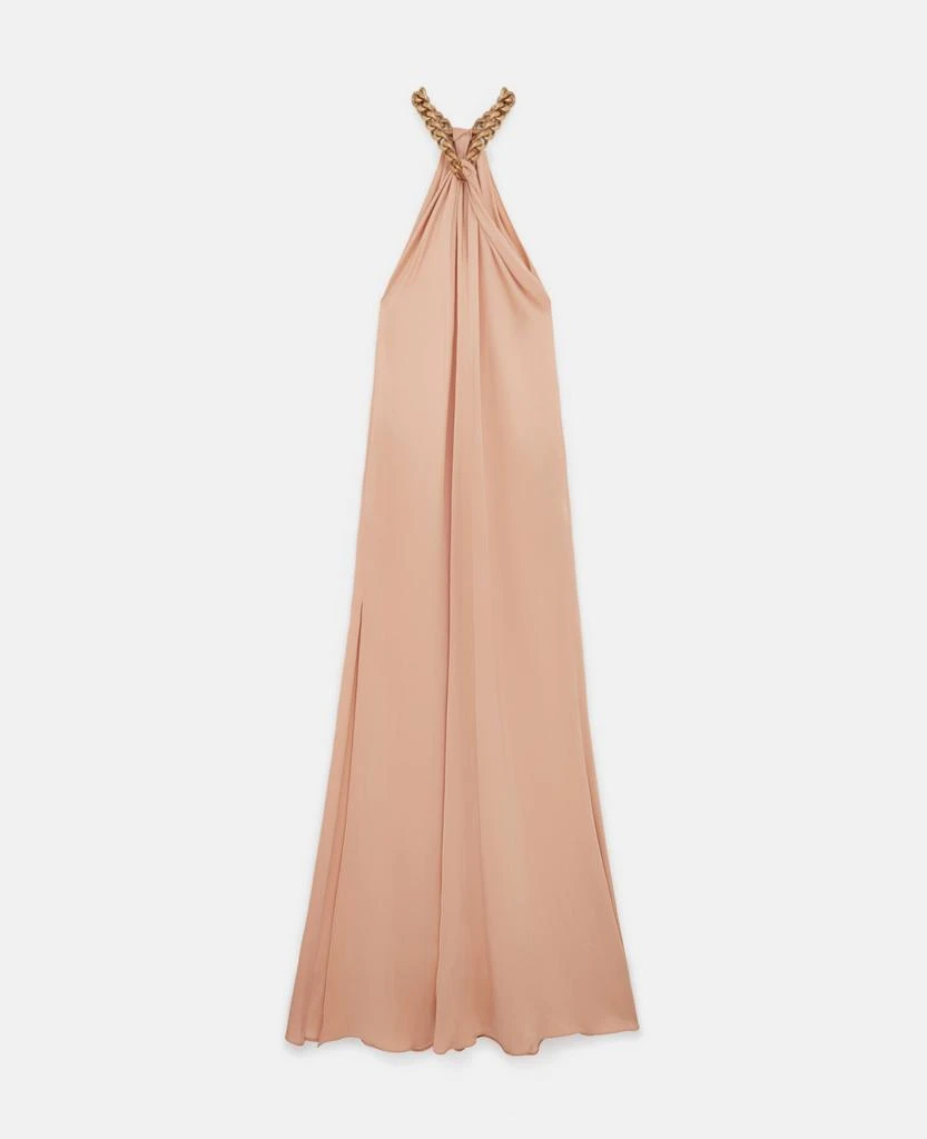 Stella McCartney Stella McCartney - Chain Halterneck Satin Maxi Dress, Woman, Nude pink, Size: 42 1