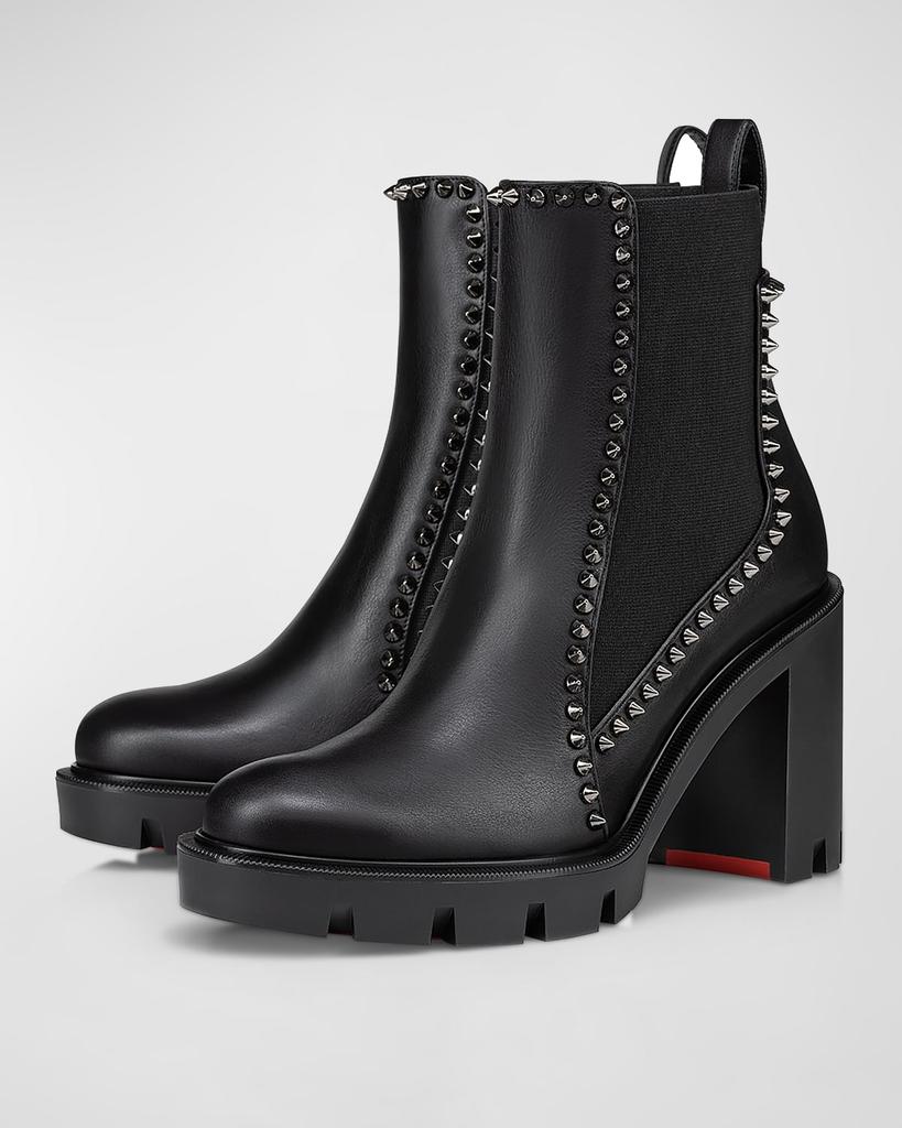 Christian Louboutin Spikes Leather Red Sole Chelsea Booties