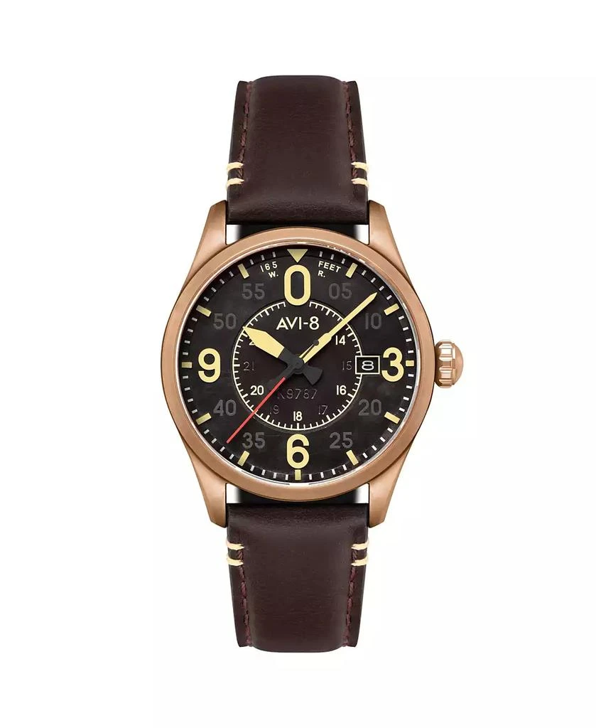 AVI-8 Men's Spitfire Smith Automatic Brown Leather Strap Watch 1
