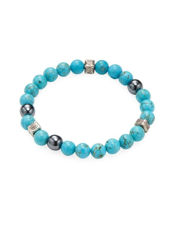 Jean Claude Turquoise, Hematite and Sterling Silver Beaded Bracelet 1