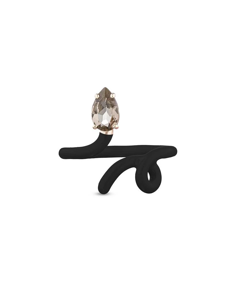 Bea Bongiasca Black Enamel Smoky Quartz Baby Vine Tendril Ring 1