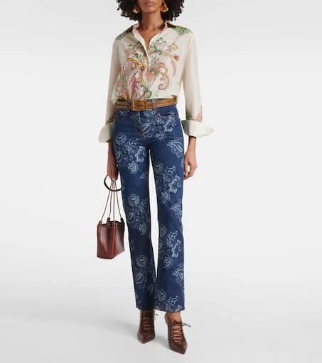 ETRO Floral jacquard slim jeans 2