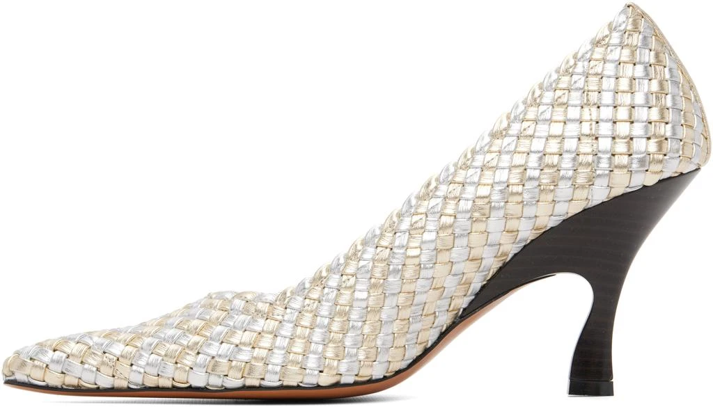 Stella McCartney Silver 
Gold Elsa Woven Metallic Heels 3