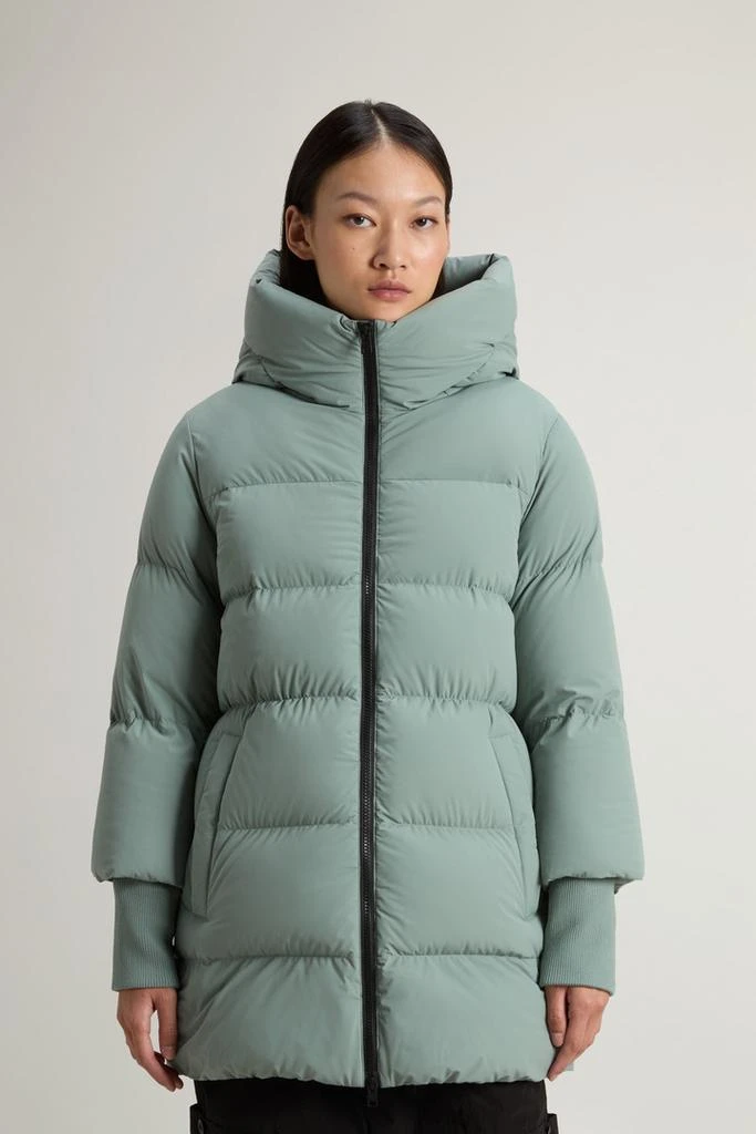 Woolrich Cloud Down Jacket in Stretch Nylon with Matte Finish - Women - White