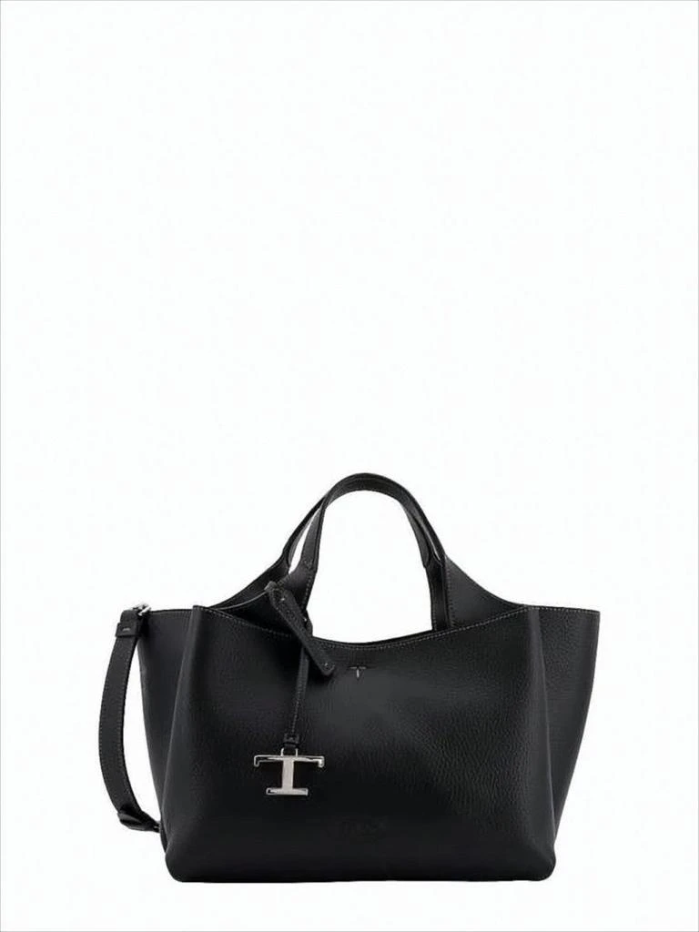 Tod
s Textured Calf Leather Tote Bag With Metallic Charm