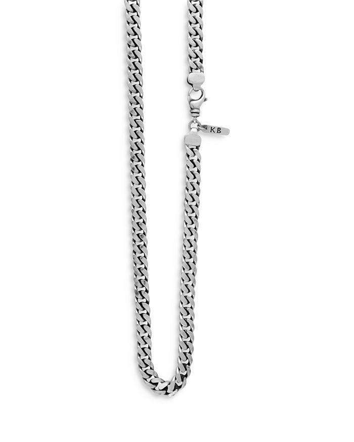 King Baby Men's Sterling Silver Flat Curb Link Chain, 24"