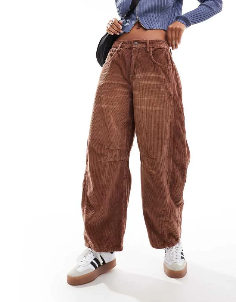 Free People Free People good luck barrel leg cord jeans in washed tan 2