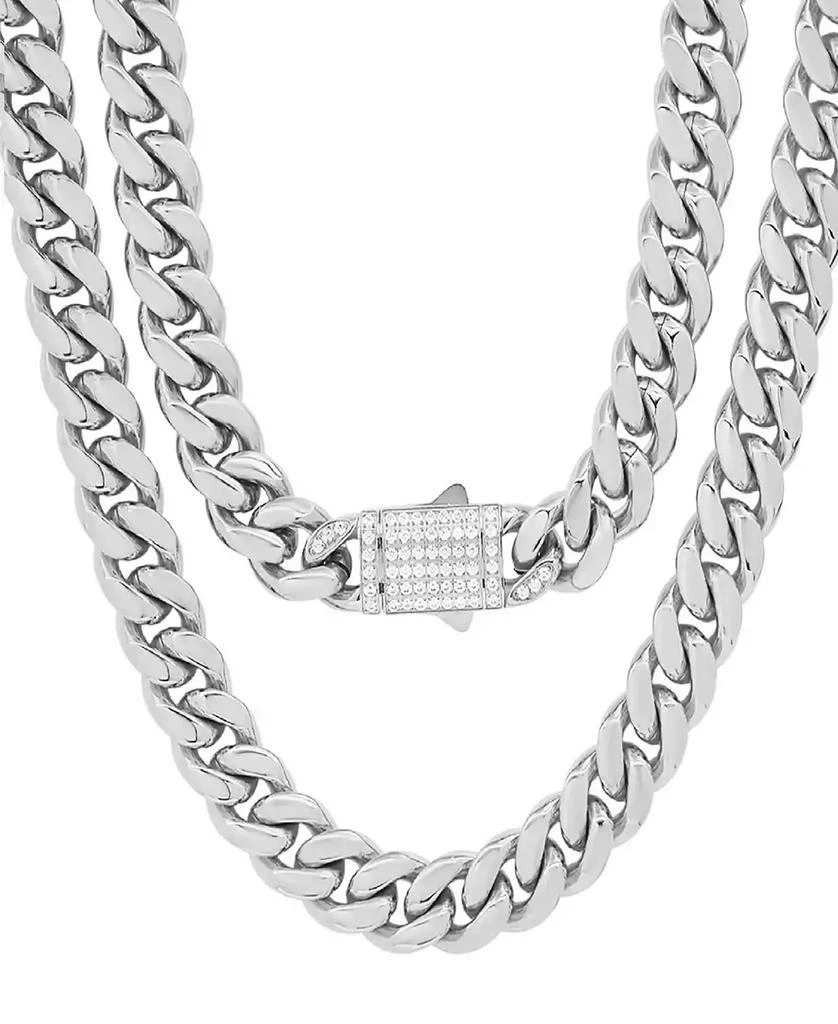 Shop Thick Cuban Link Chain with Simulated Diamonds Clasp Necklace