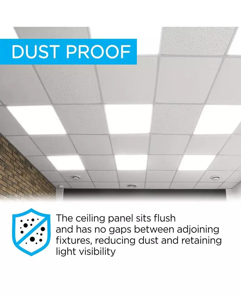 JONATHAN Y 50-Watt Dimmable Integrated LED Flat Panel Flush Mount Light with 5500 Lumens 5000K, Set of 2 5