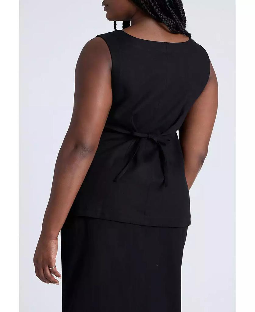 ELOQUII Women's Plus Size Square Neck Scoop Hem Linen Blend Vest