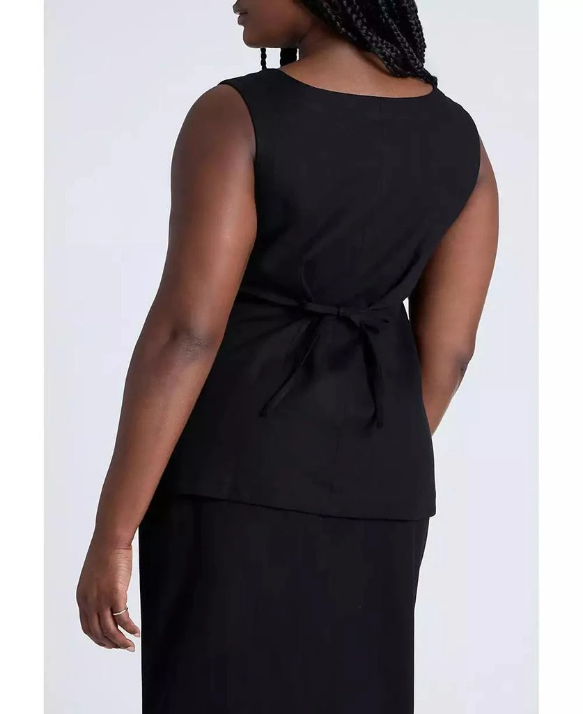 ELOQUII Women's Plus Size Square Neck Scoop Hem Linen Blend Vest 2