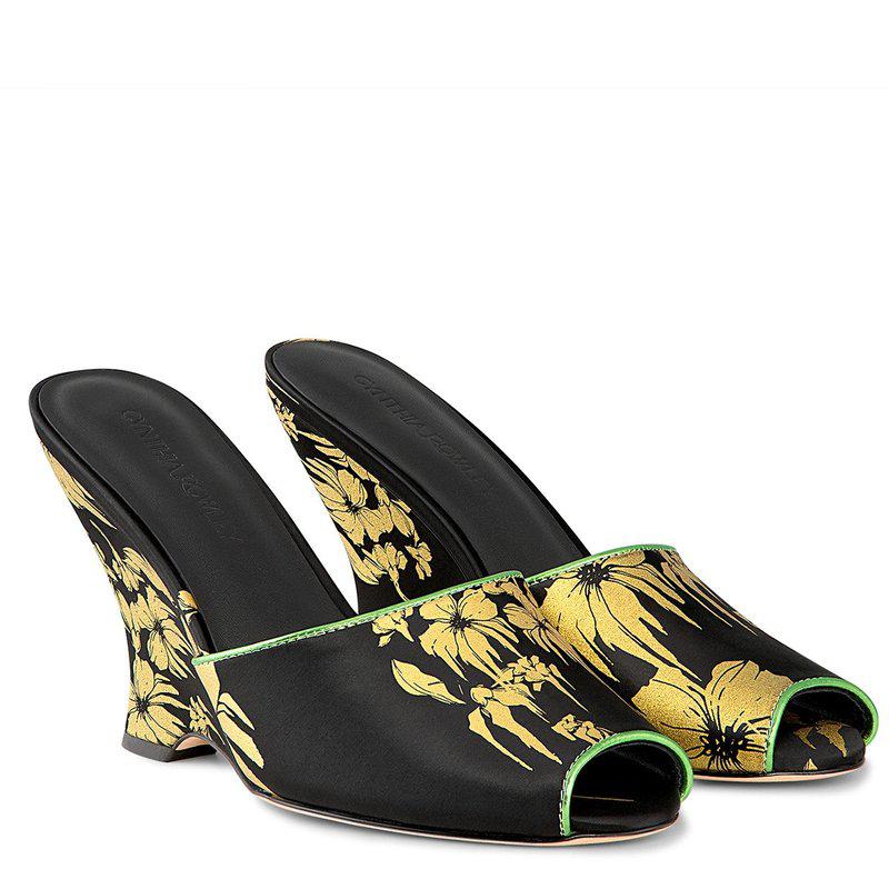 Cynthia Rowley Metallic Gold Foil Satin Wedge