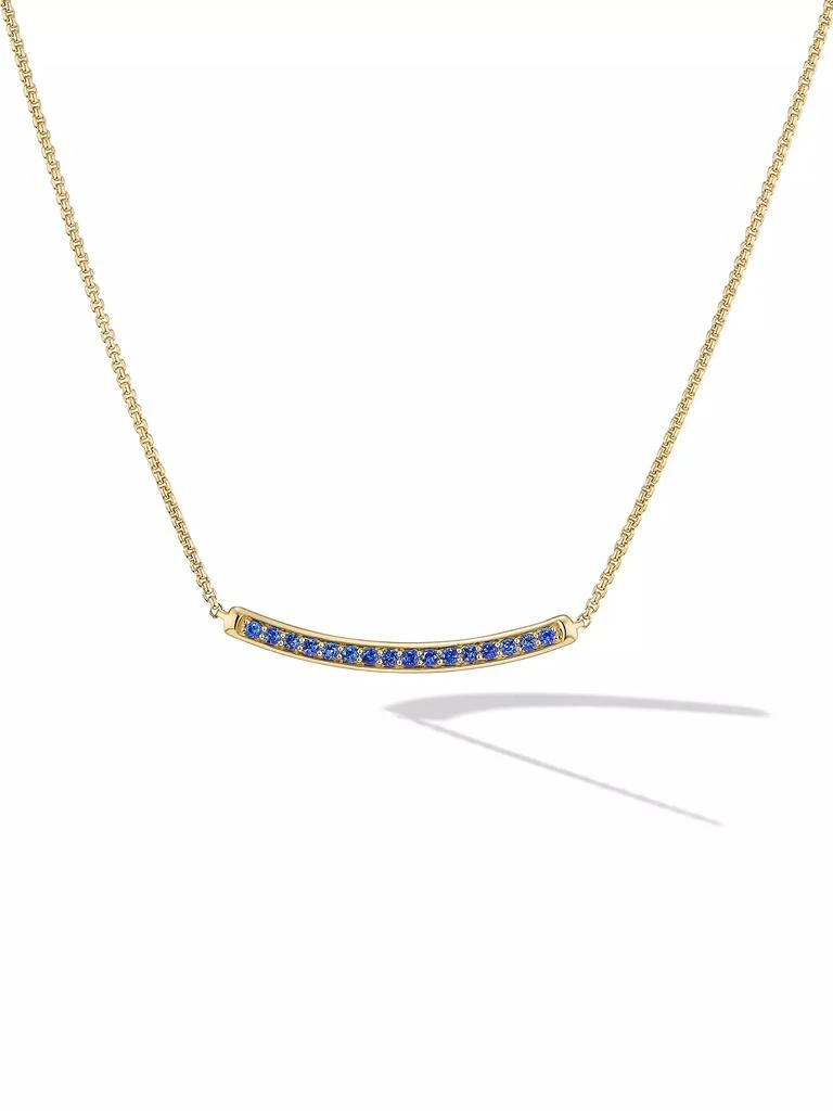 David Yurman Petite Pavé Bar Necklace in 18K Yellow Gold 1