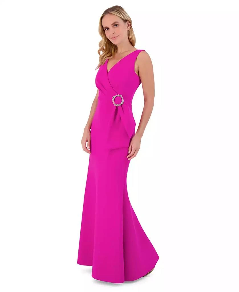 Eliza J Women's Side-Sash Surplice-Neck Mermaid Gown 2