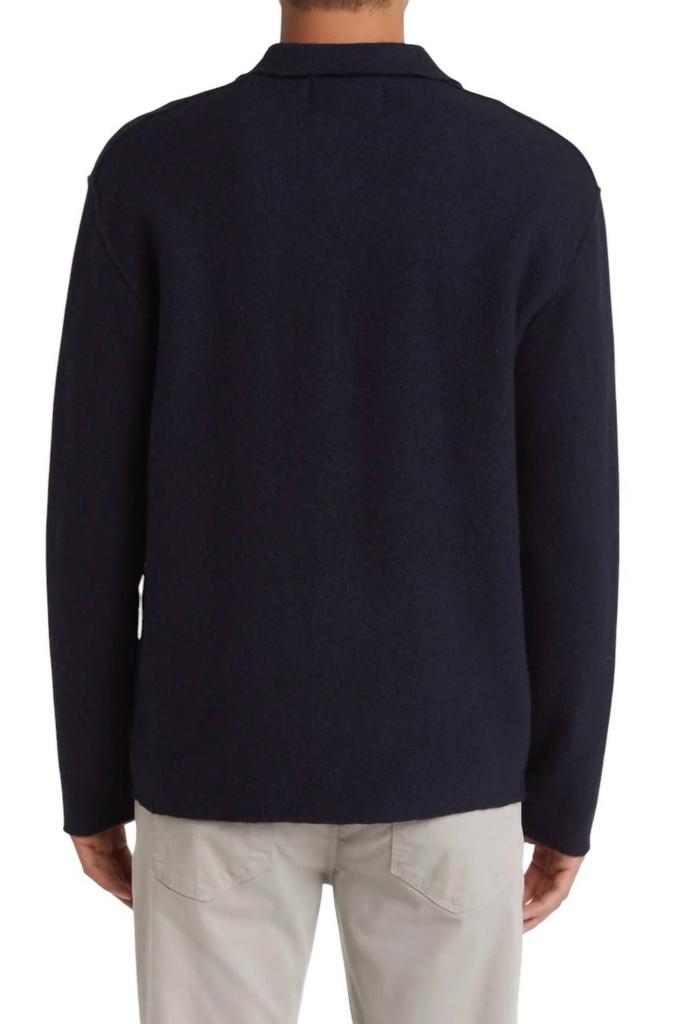 NN07 Jonas Boiled Wool Overshirt In Navy Blue