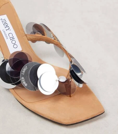 Jimmy Choo Freja 70 sequined suede thong sandals 5