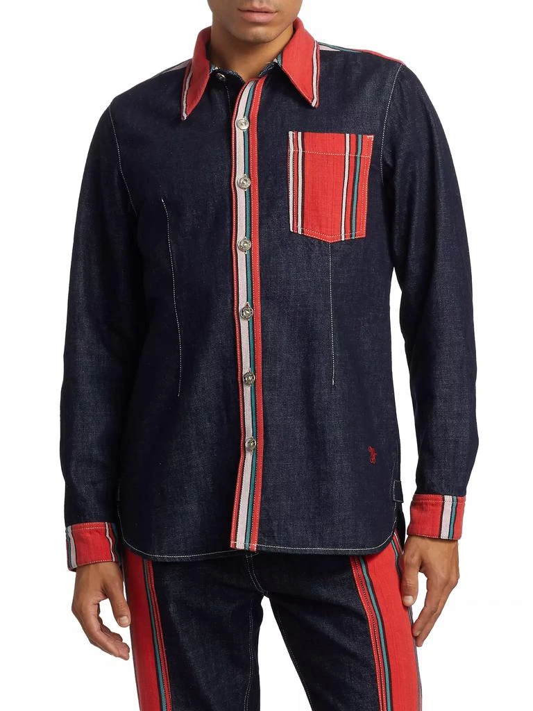 WALES BONNER Two-Tone Denim Shirt 3