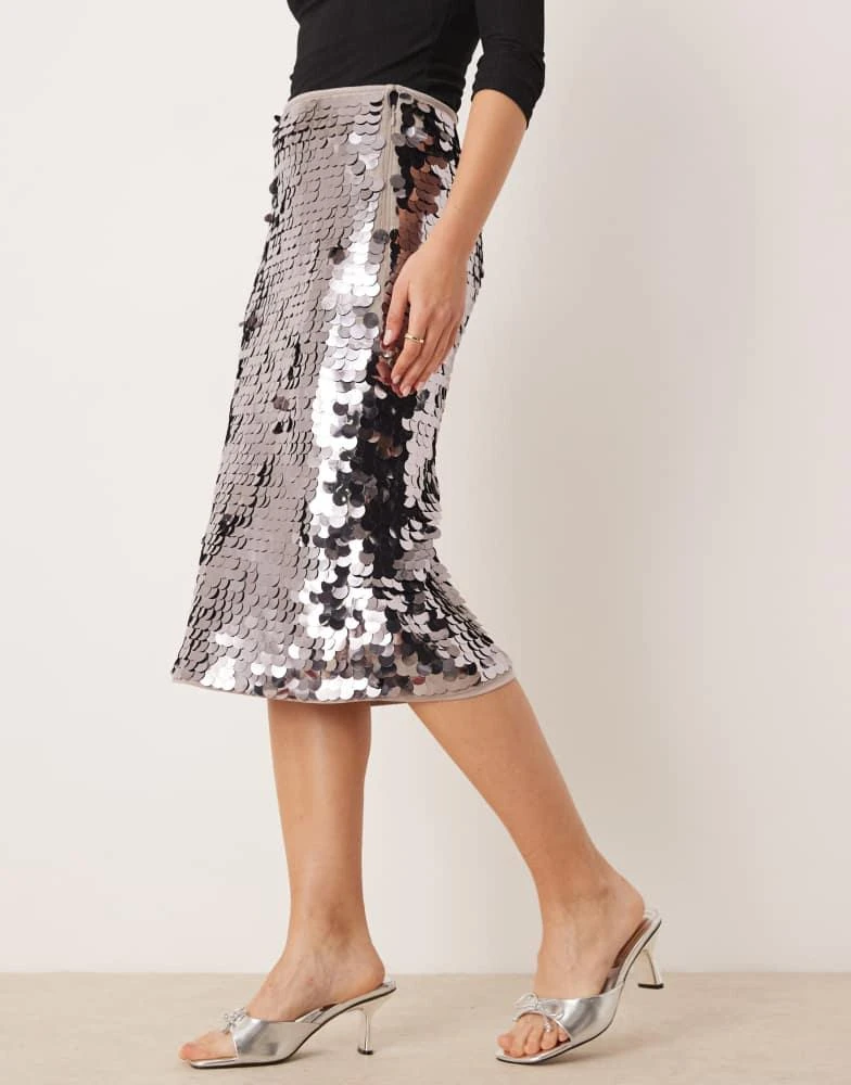 Abercrombie & Fitch Abercrombie & Fitch high waisted silver sequin midi column skirt 3