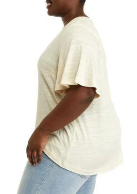 Wonderly Plus Size Short Sleeve V Neck Solid Top 3